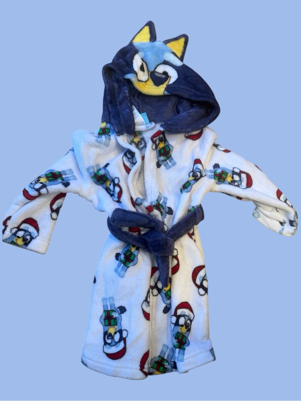 Bluey Christmas Themed Hooded Fleece Robe 2T/3T